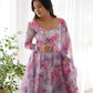 Soft Organza Silk Floral Anarkali Set with Gota Patti Dupatta