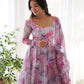 Soft Organza Silk Floral Anarkali Set with Gota Patti Dupatta