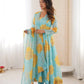 Soft Organza Silk Floral Anarkali Set with Gota Patti Dupatta