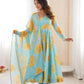 Soft Organza Silk Floral Anarkali Set with Gota Patti Dupatta