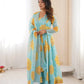 Soft Organza Silk Floral Anarkali Set with Gota Patti Dupatta