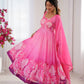 Soft Organza Silk Floral Anarkali Set with Gota Patti Dupatta
