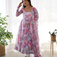 Soft Organza Silk Floral Anarkali Set with Gota Patti Dupatta