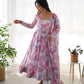 Soft Organza Silk Floral Anarkali Set with Gota Patti Dupatta