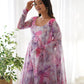 Soft Organza Silk Floral Anarkali Set with Gota Patti Dupatta
