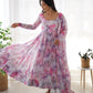 Soft Organza Silk Floral Anarkali Set with Gota Patti Dupatta