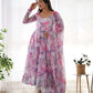 Soft Organza Silk Floral Anarkali Set with Gota Patti Dupatta
