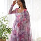 Soft Organza Silk Floral Anarkali Set with Gota Patti Dupatta