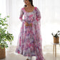 Soft Organza Silk Floral Anarkali Set with Gota Patti Dupatta