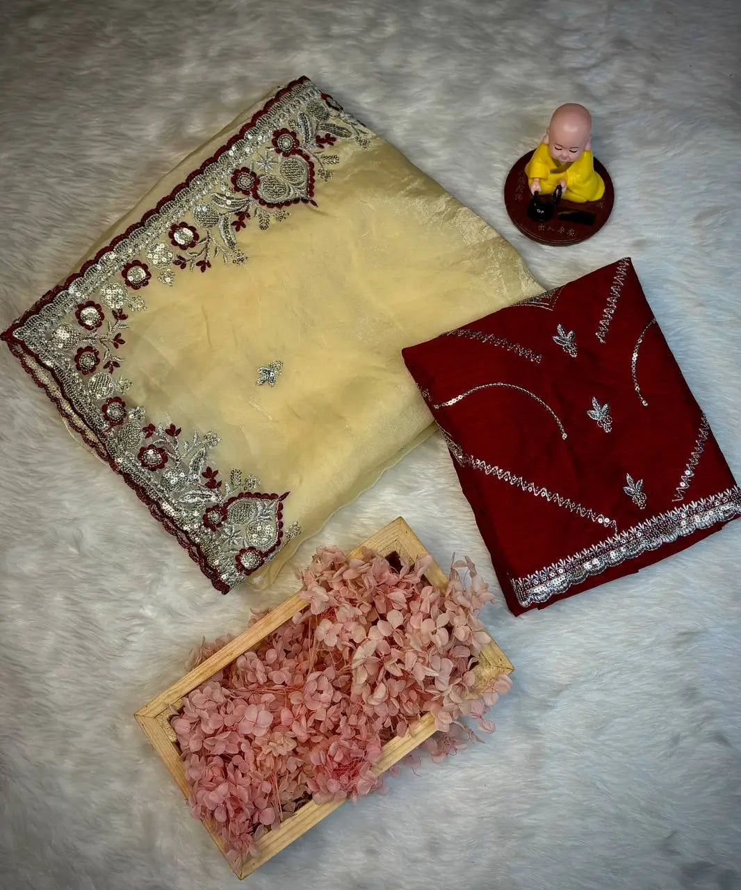 Soft Silk Embroidered Saree with Satin Blouse