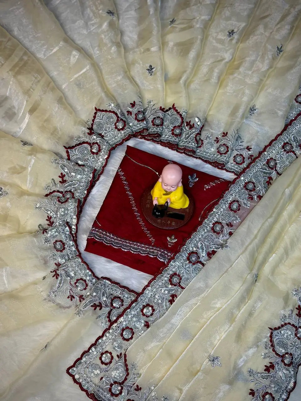 Soft Silk Embroidered Saree with Satin Blouse