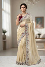 Soft Silk Embroidered Saree with Satin Blouse