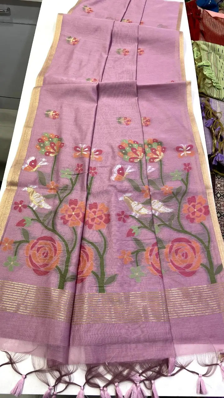 Soft Silk Feel Jamdani Saree for Festive and Special Occasion Wear