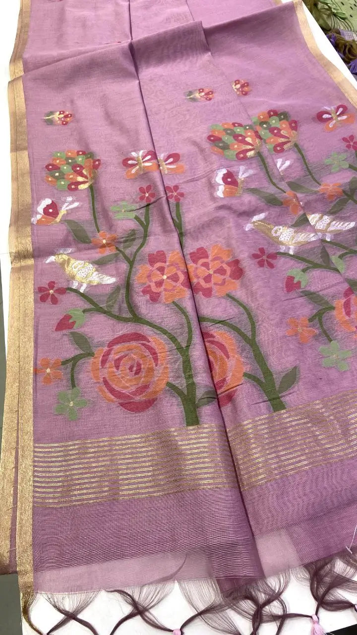 Soft Silk Feel Jamdani Saree for Festive and Special Occasion Wear