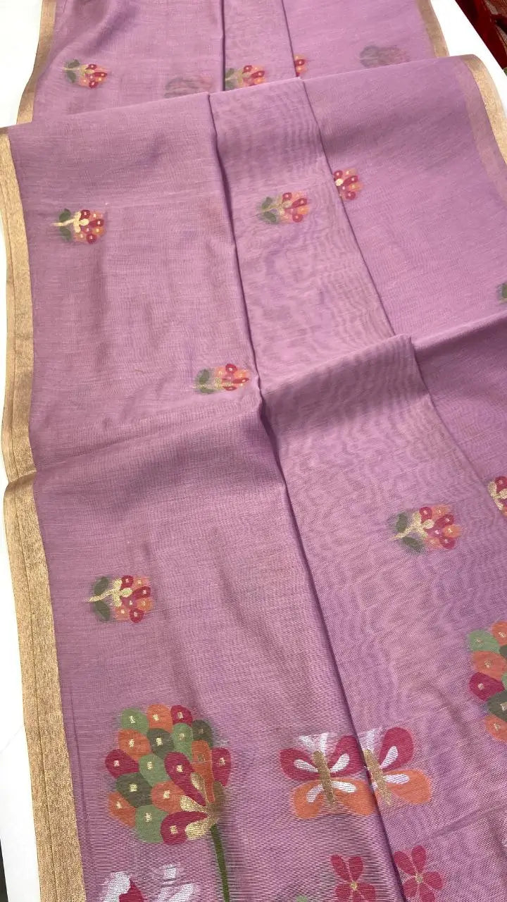 Soft Silk Feel Jamdani Saree for Festive and Special Occasion Wear
