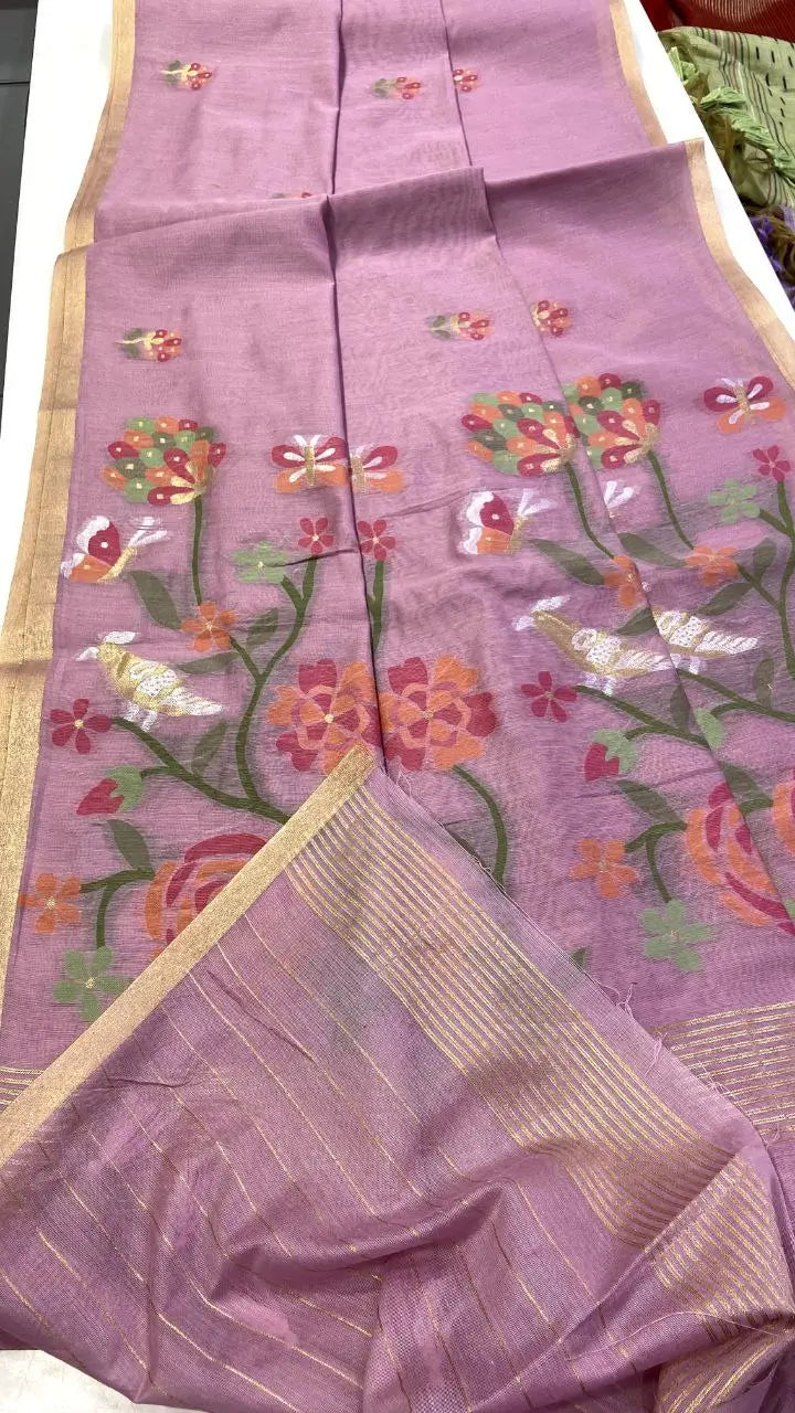 Soft Silk Feel Jamdani Saree for Festive and Special Occasion Wear