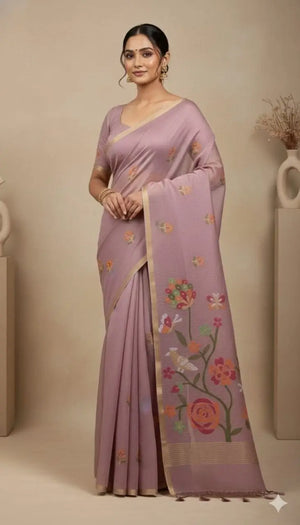 Soft Silk Feel Jamdani Saree for Festive and Special Occasion Wear
