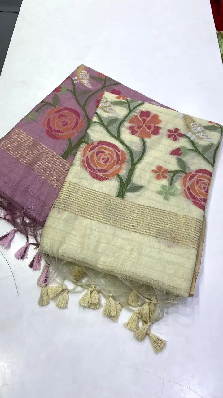 Soft Silk Feel Jamdani Saree for Festive and Special Occasion Wear