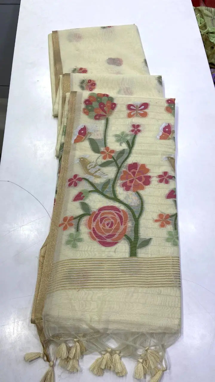 Soft Silk Feel Jamdani Saree for Festive and Special Occasion Wear