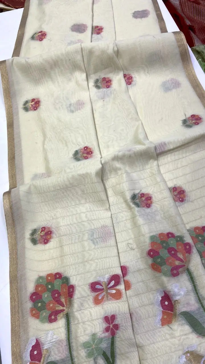 Soft Silk Feel Jamdani Saree for Festive and Special Occasion Wear