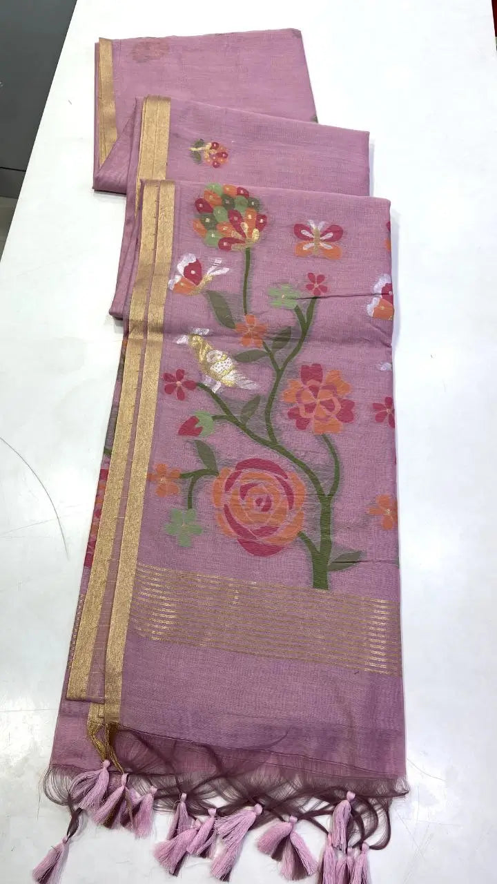 Soft Silk Feel Jamdani Saree for Festive and Special Occasion Wear