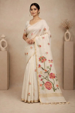 Soft Silk Feel Jamdani Saree for Festive and Special Occasion Wear