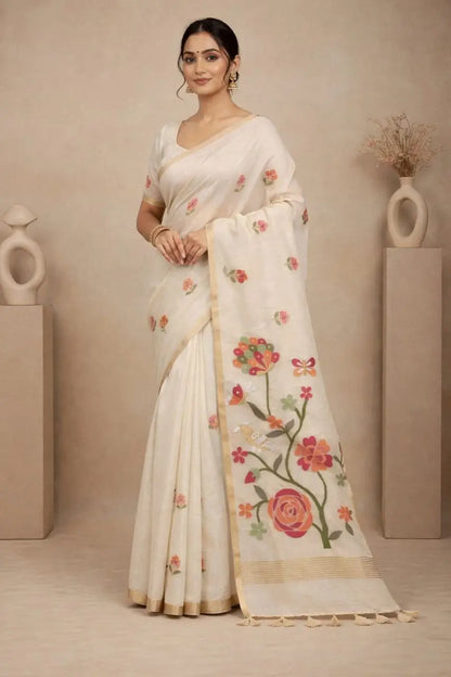 Soft Silk Feel Jamdani Saree for Festive and Special Occasion Wear