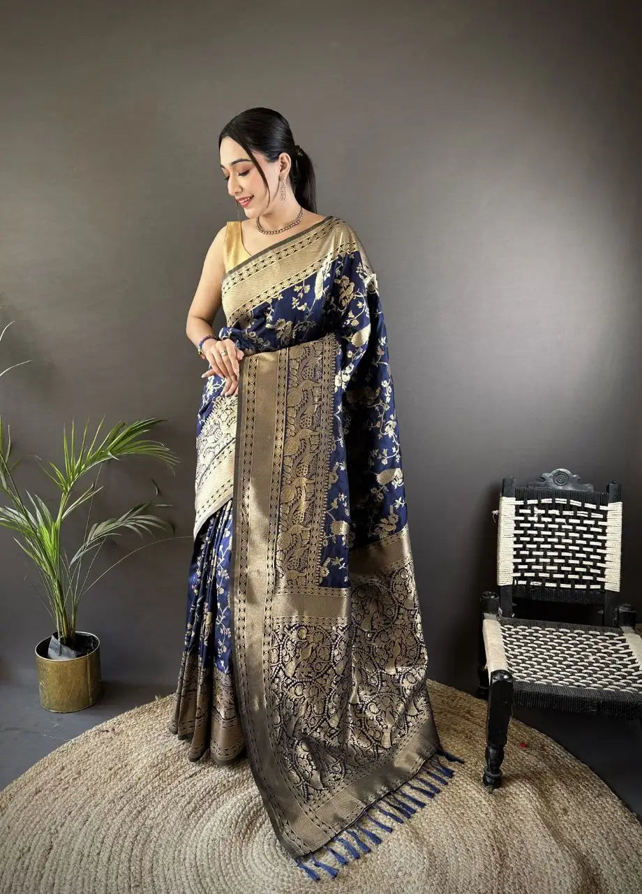 Soft Silk Saree with Rich Zari Border and Woven Pallu