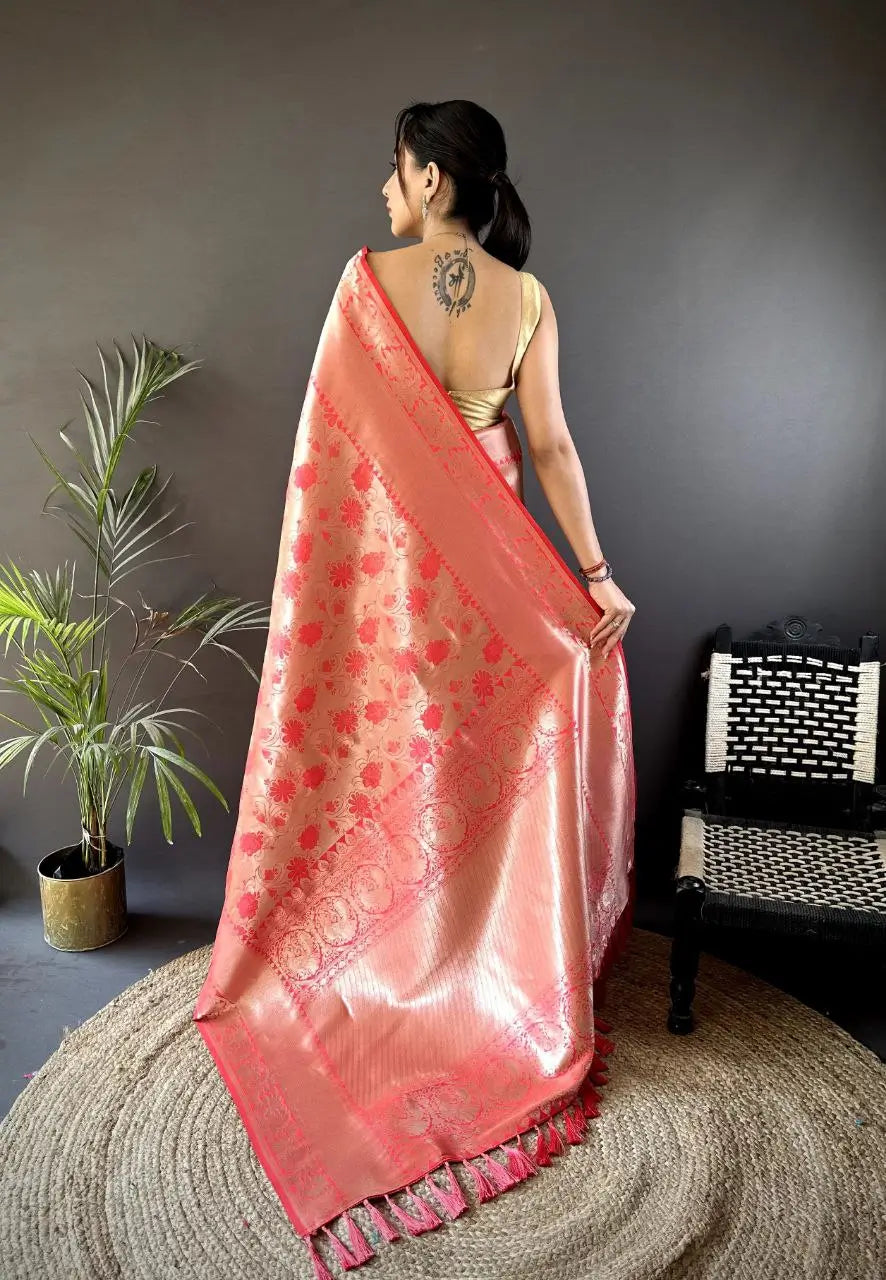 Soft Silk Saree with Rich Zari Border and Woven Pallu
