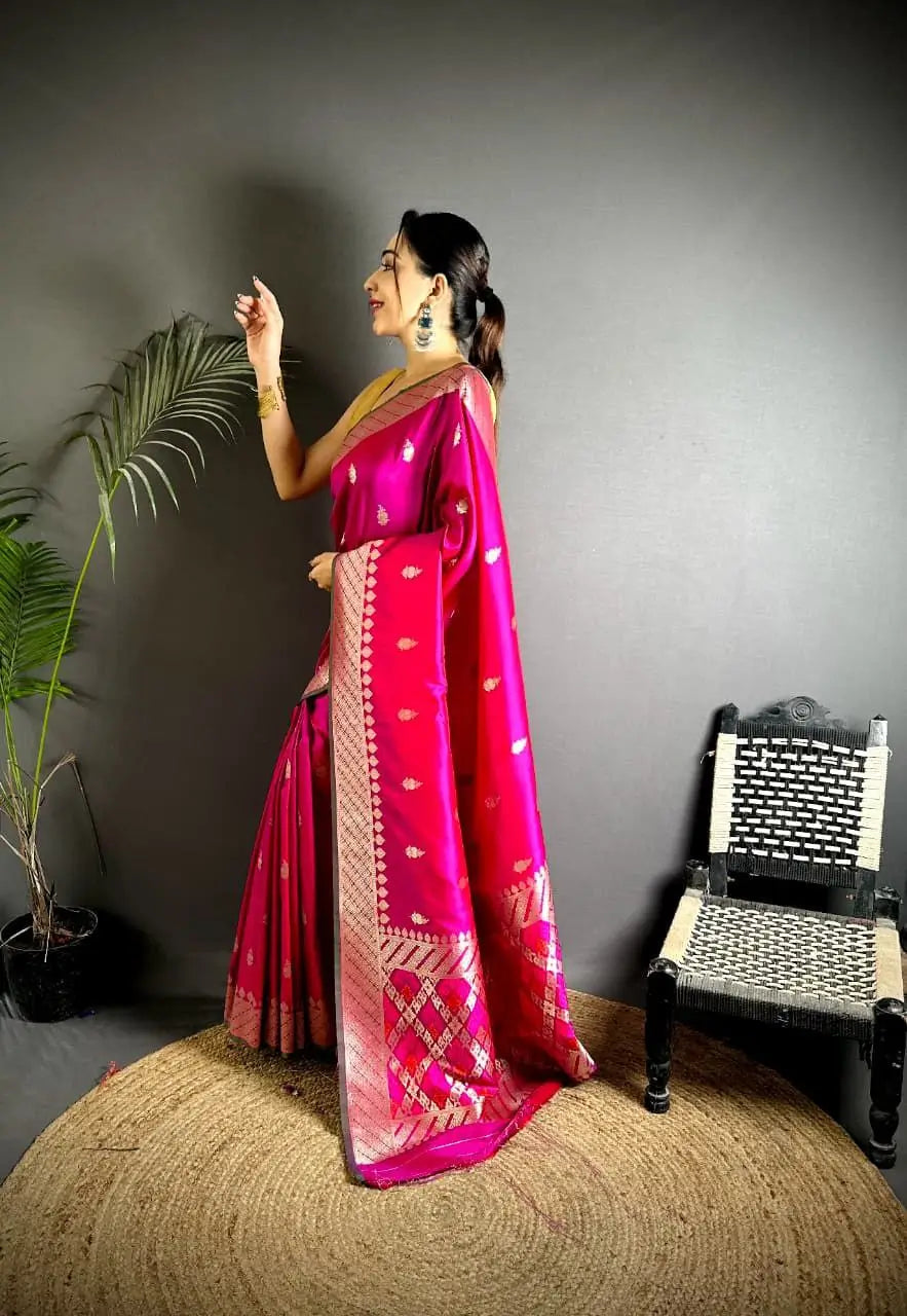 Soft Silk Saree with Rich Zari Border and Woven Pallu