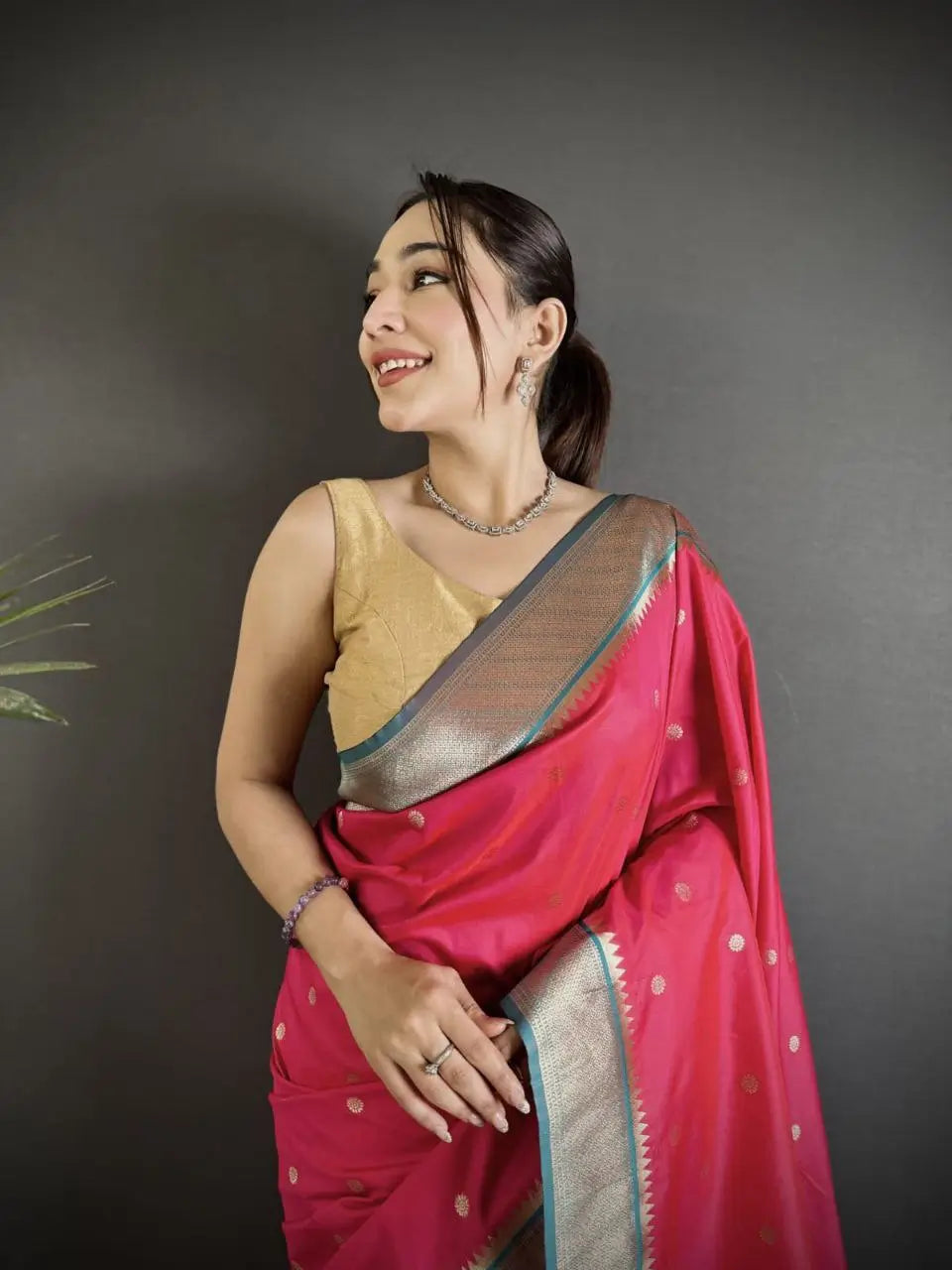 Soft Silk Saree with Rich Zari Border and Woven Pallu