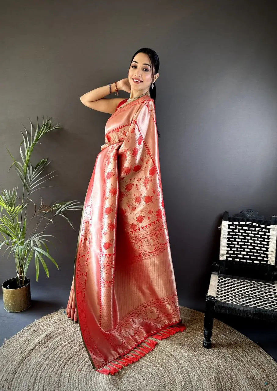 Soft Silk Saree with Rich Zari Border and Woven Pallu