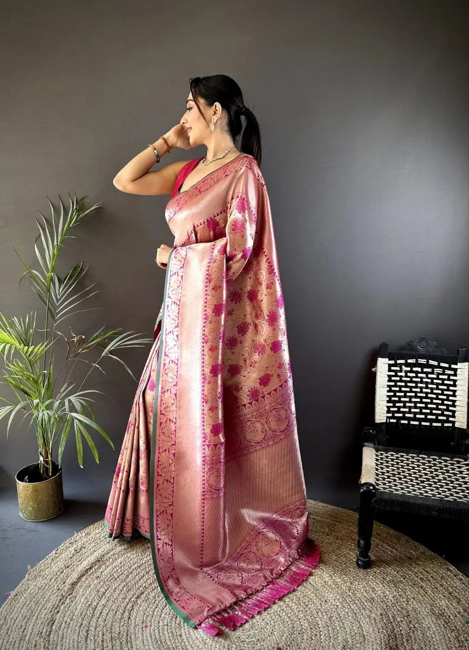 Soft Silk Saree with Rich Zari Border and Woven Pallu