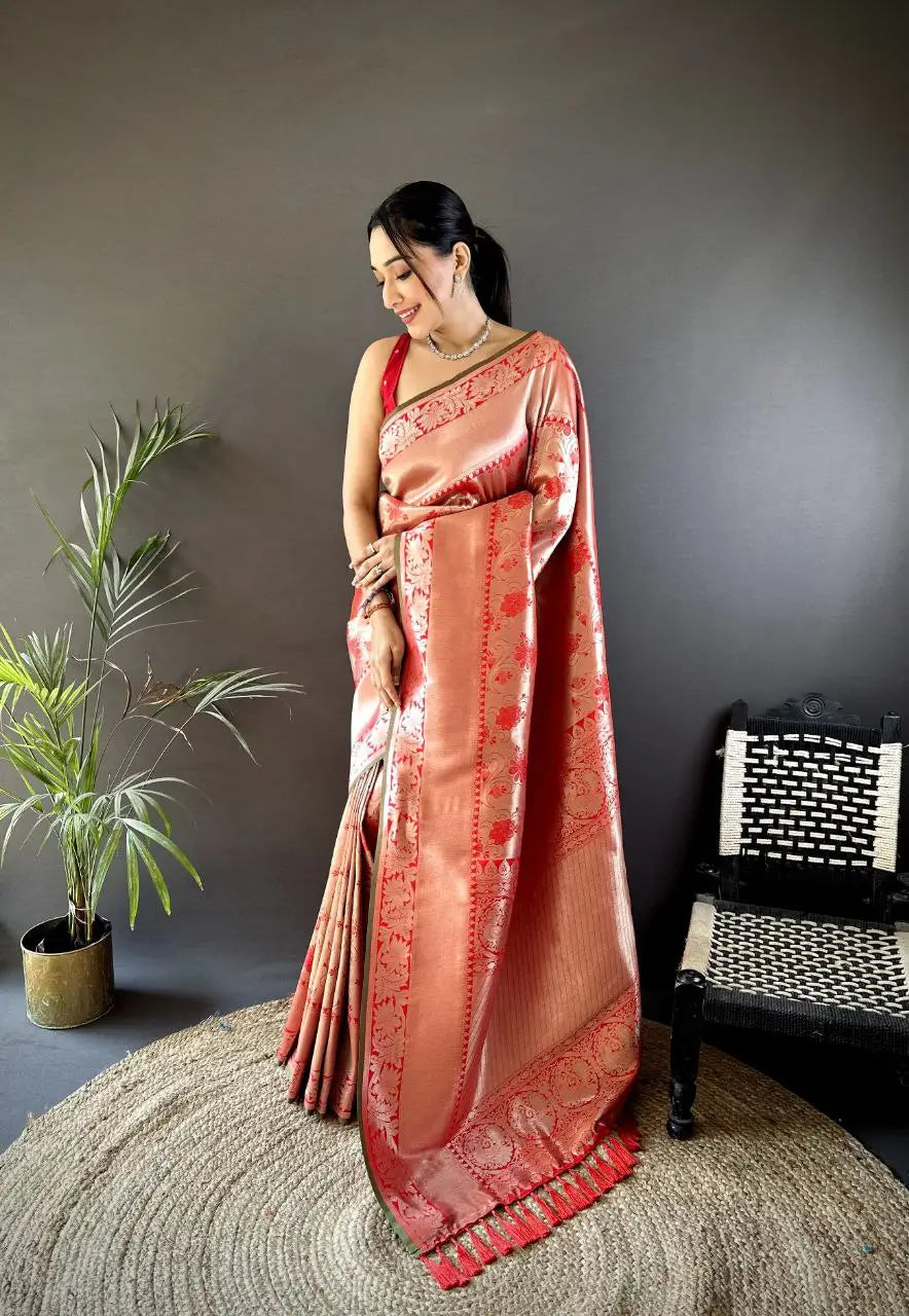 Soft Silk Saree with Rich Zari Border and Woven Pallu