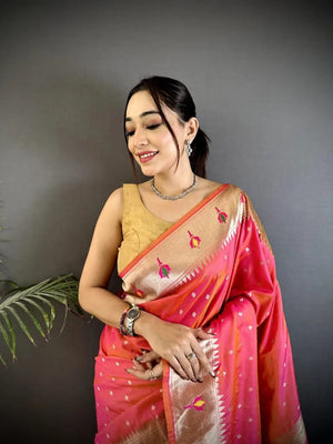 Soft Silk Saree with Rich Zari Border and Woven Pallu