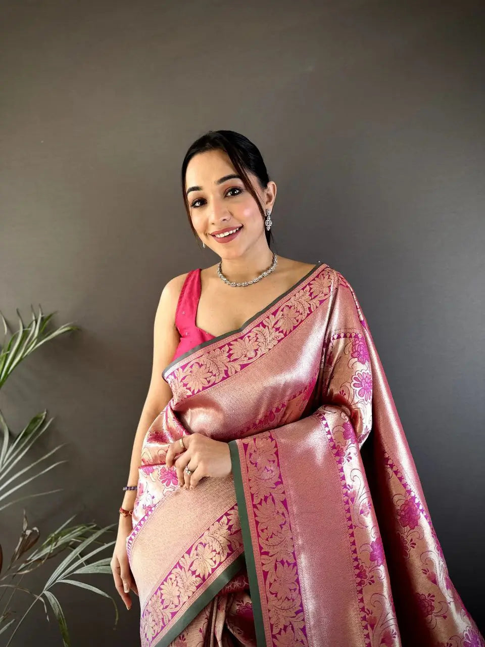 Soft Silk Saree with Rich Zari Border and Woven Pallu