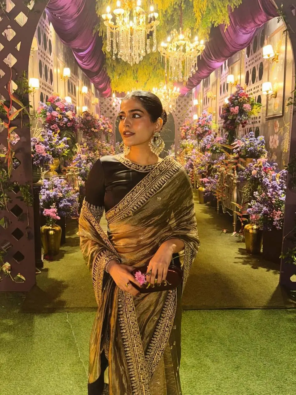 Soft Twill Net Sequins & Dori Embroidered Designer Saree
