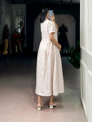 Solid Remy Fabric Button-Down Midi Frock