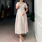 Solid Remy Fabric Button-Down Midi Frock