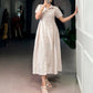 Solid Remy Fabric Button-Down Midi Frock