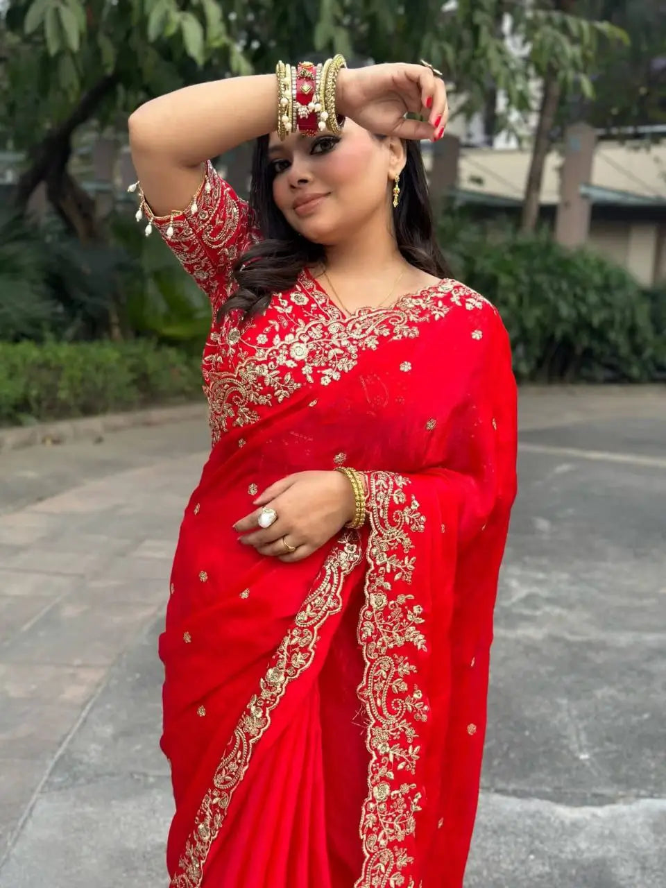 Space Silk Zari Embroidered Saree