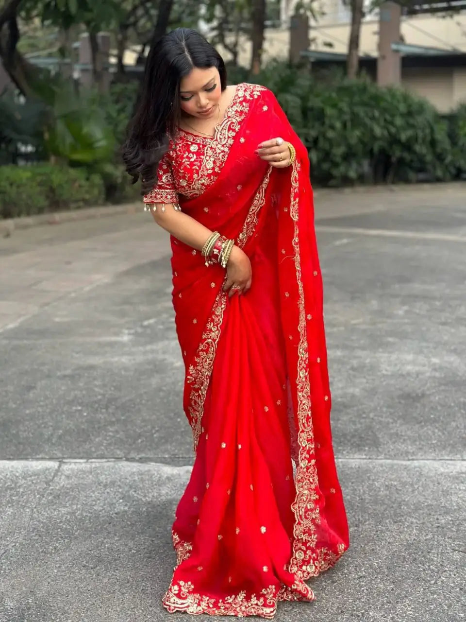 Space Silk Zari Embroidered Saree