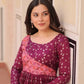 Staple Jacquard Weaving Work Gown | Position Print Choli | Rama & Wine | 3 Mtr Flair