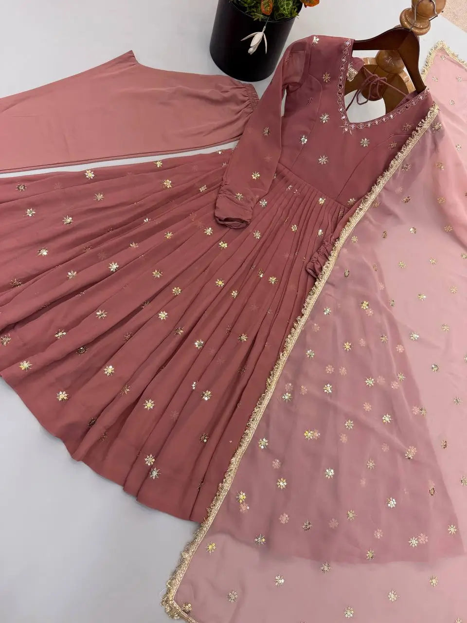 Star Sequin Embroidered Anarkali Set