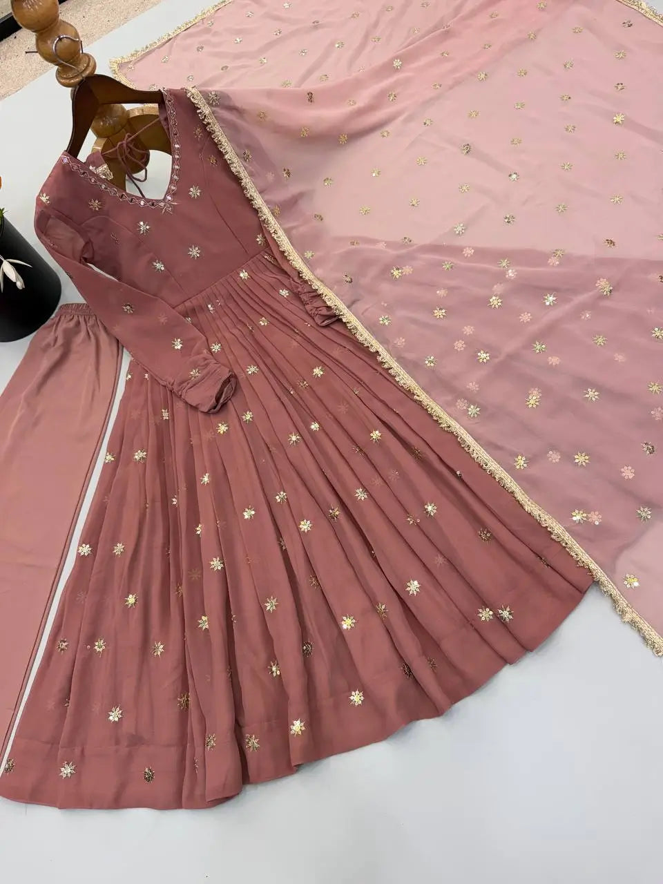 Star Sequin Embroidered Anarkali Set