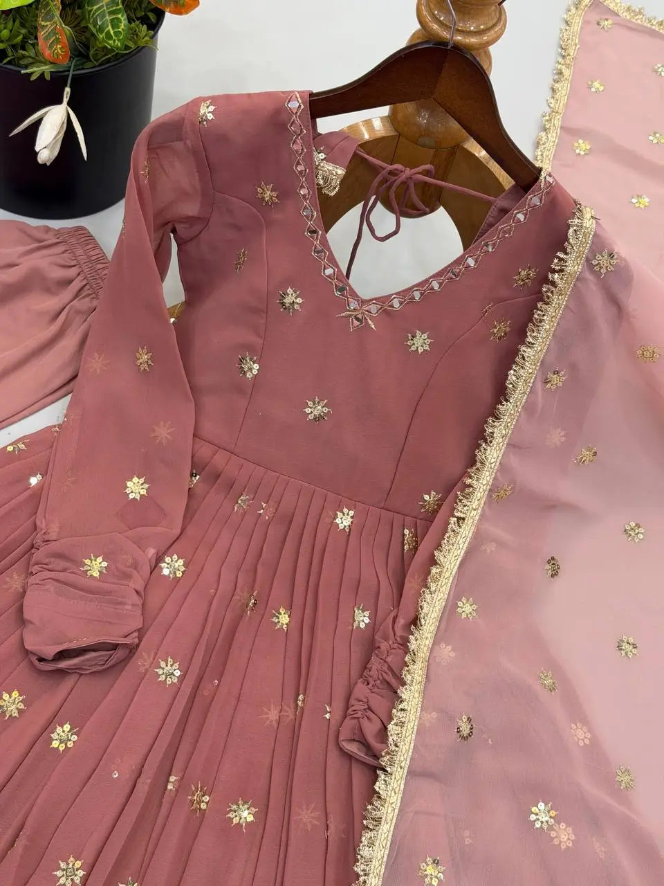 Star Sequin Embroidered Anarkali Set