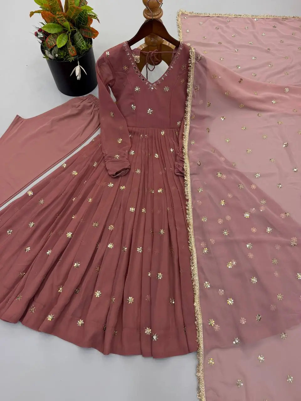 Star Sequin Embroidered Anarkali Set
