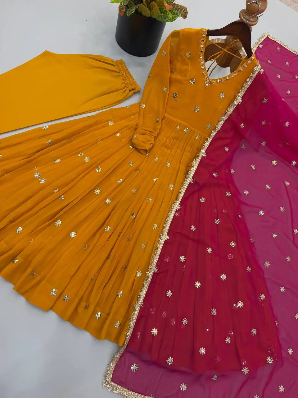 Star Sequin Embroidered Anarkali Set