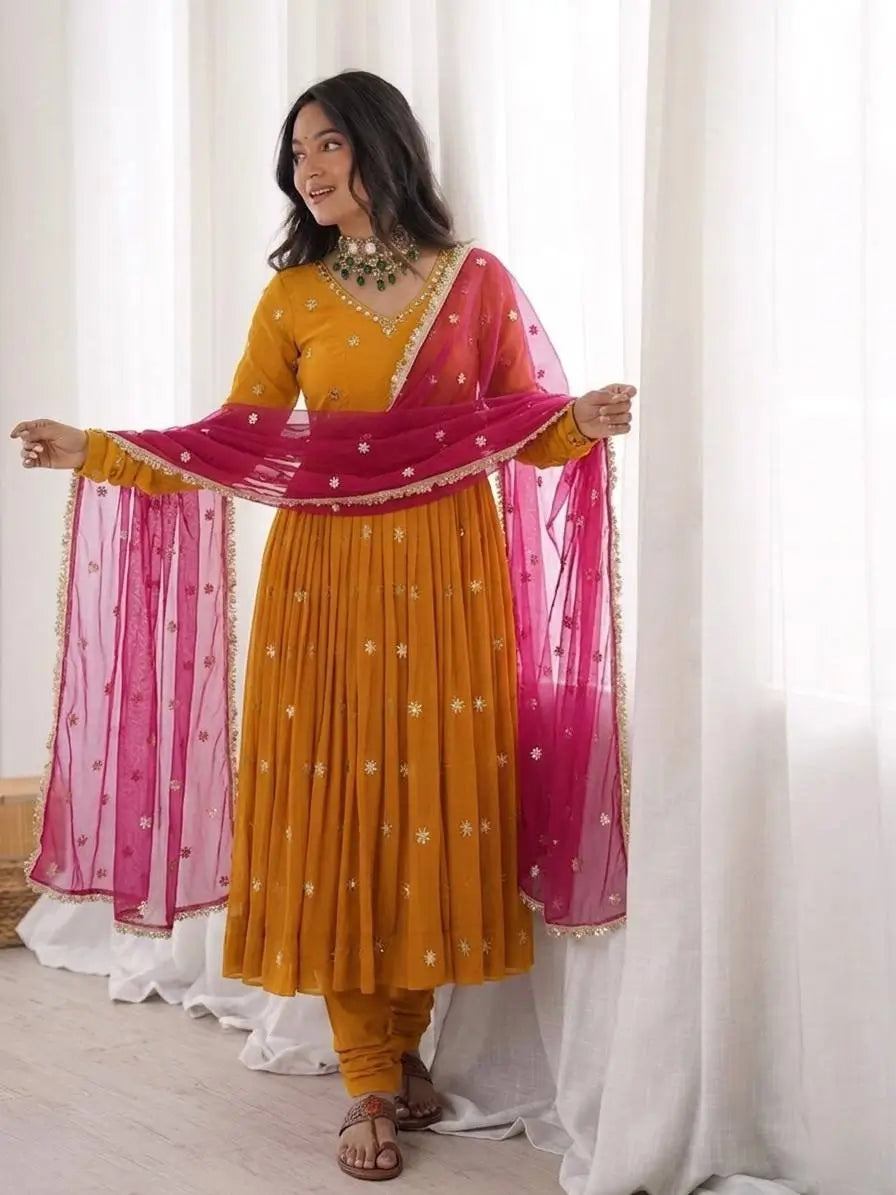 Star Sequin Embroidered Anarkali Set