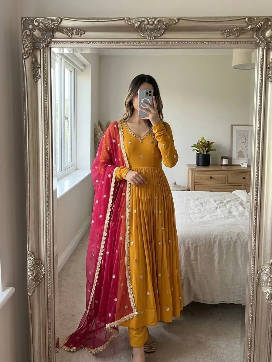 Star Sequin Embroidered Anarkali Set